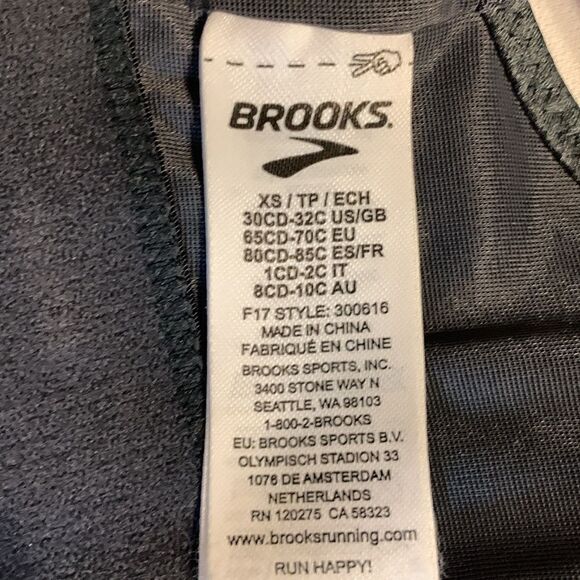 Brooks Size XS razorback gray sports bra NWOT non removable padding - Picture 3 of 7